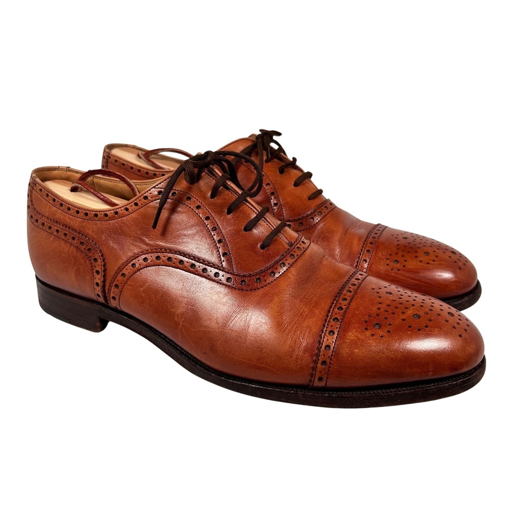 Peal & Co Brooks Brothers Oxford Dress Shoes Cap Toe Tan Leather US 11 England